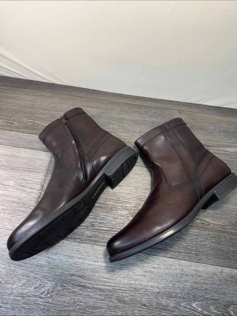 Men's Brown Leather Zip Ankle Boots men’s SZ 12 EEE wide